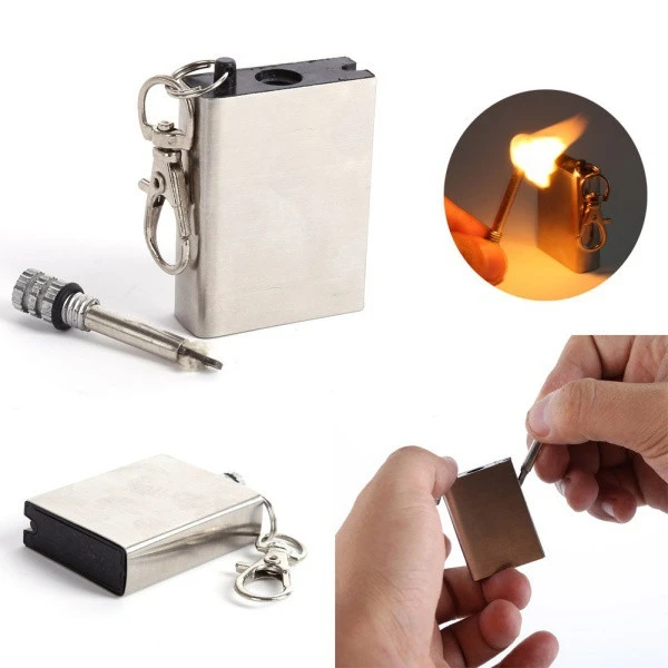 Flint Fire Starter Permanent Match Striker Keychain Portable Thousands of times Matches Key Chain Lighter Kit