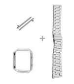 For Fitbit Blaze Accessories Three Links Stainless Steel Metal Watch Strap Band with Frame