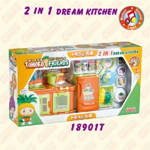 Funny 2 in 1 dream kitchen series playsuit with fridge wholesale OEM cooking kitchen pretend play toy set