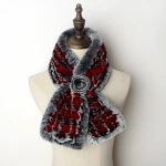 fur scarf women winter fur shawl  rabbit fur scarf wholesale voile square  Color matching Genuine winter hijab scarf