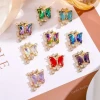 G011 Wholesale fashion crystal diamond butterfly pendant 14k gold plated chain Necklace Bracelets Rings for women