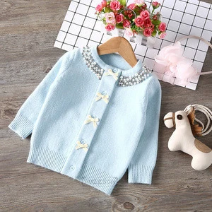 Girl Angora Clothing Bow Button Pearl Decorated knitting pattern girls cardigan sweater