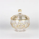 Glass Big sugar bowl Genuine Golden line Twinkle star design