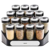 Glass Spice Jar Rotating Seasoning Box Salt Sugar Pepper Shaker Condiments Storage Bottle Holder Kitchen Gadget