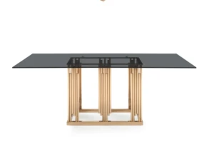 gold color glass top dining table for home furniture