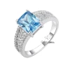 Grace Jewelry 925 Sterling Silver High Quality Engagement Custom Big Blue Zircon Gemstone Natural Stone Ring for Women