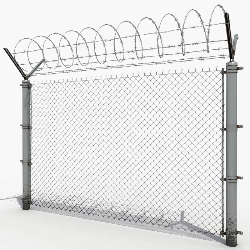 Green Coated Chain Link Fence Mesh Airport Security / Side Stop Fencing