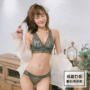 Guangzhou bra factory in china Fashionable Cotton Lace See Through Net Bra And Brief Set bra &amp; brief sets