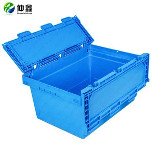 Guangzhou Wholesales Grey Blue Plastic Storage Stackable Nestable Containers Box Crates
