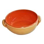 HANDMADE MADE IN ITALY EARTHENWARE CERAMIC CYLINDRICAL CASSEROLE 2 HANDLES
