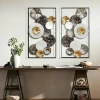 Handmade Set of 2 Modern Multi Color Abstract Flowers Metal Wall Decor Modern Hanging Wall Decor with Frame LargeWall Sculptures