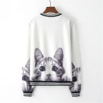 Harajuku Coats Jacket Blouson Thin Jumper Pull Baseball Tops Cat T-Shirt Casual Blouse Zipper Sweat-Shirt