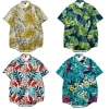 hawaiian trend faked silk short sleeve summer beach casual soft shirts men printing fashion mens shirt short sleeve