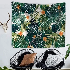 HD tropical plant palm leaf multifunctional beach towel antique tapestry wall hanging decorative