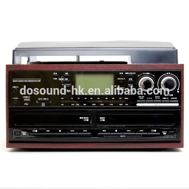 High end Multiple audio Retro usb turntable cd radio player with double CD records