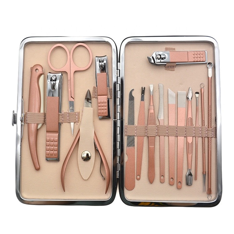 High quality 16 PCS Professional pedicure  tools stainless steel nail manicure set
