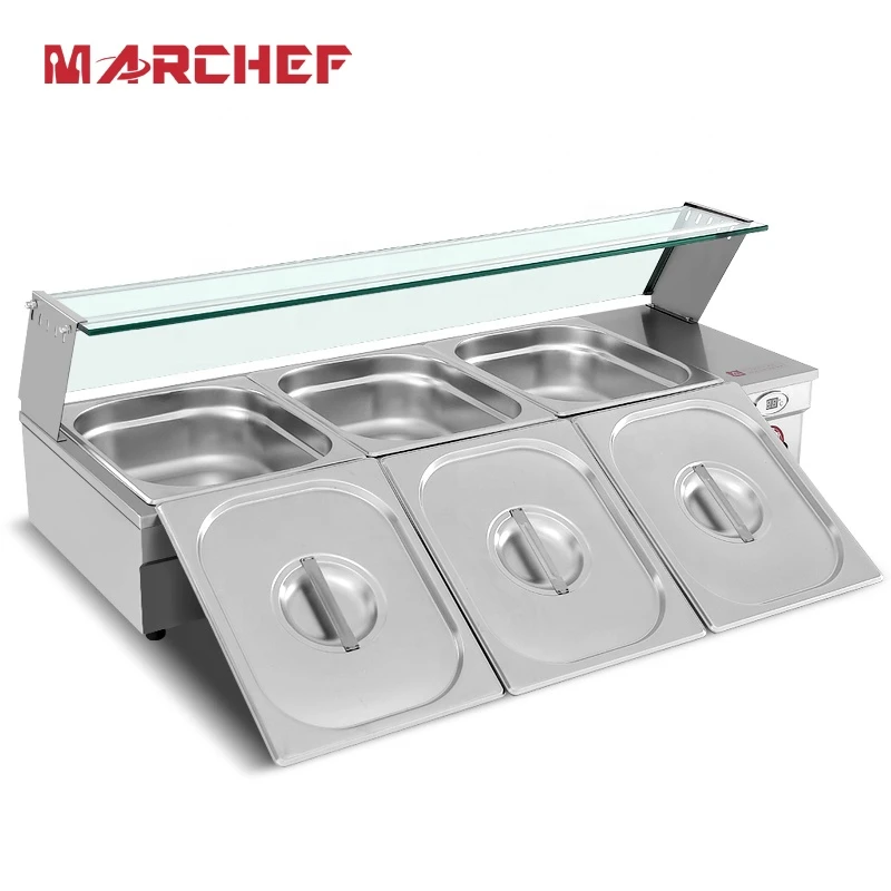 High quality 3 Pans Commercial SS201 Food Warmer Bain Marie with CE Approval