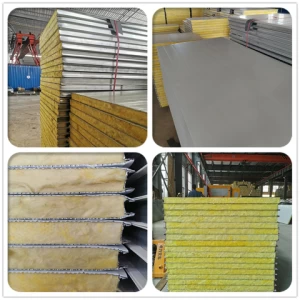 High Quality Building Material sound absorption and fireproof Rock Wool Sandwich panel