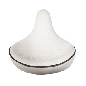 High Quality Comfirmtable Conical Springs Damping White  leather Mtb City Bike Bicycle Seat Bike Saddle