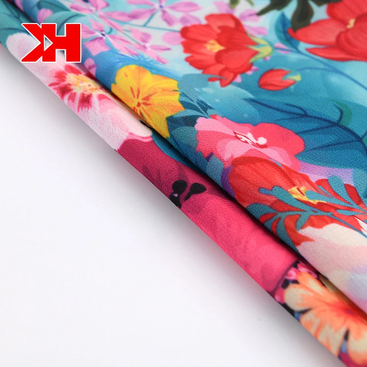 High quality custom PEARL CHIFFON digital Plaid Woven polyester fabric for women dress