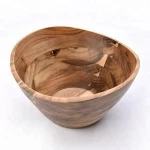 High Quality Customizable Acacia Wood Wave Salad Bowl for Salad and Fruit
