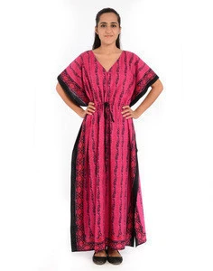 High-quality pink color printed pattern ladies wear abaya dress &amp; long evening wear gowns