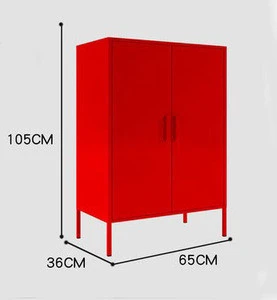 High Quality Red Color 2 Doors Metal Cabinet Fashionable Organize Steel Storage Cabinet  for Home