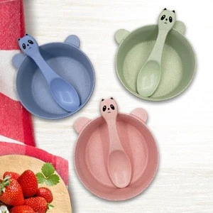 High Quality Wheat Stalk Food Grade PP Feeding Food Baby Bowl With Spoon set