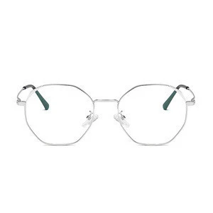 HJ Polygonal Large Metal Frame Glasses Women Plain Glass Spectacles Clear Lens Optical Spectacles Eyeglasses