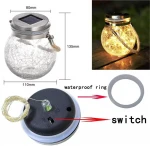 Holiday lighting patio warm white solar powered glass crack ball string christmas mason jars light