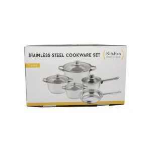 Home And Garden 9 Piece Stainless Steel With Glass Cookware Set