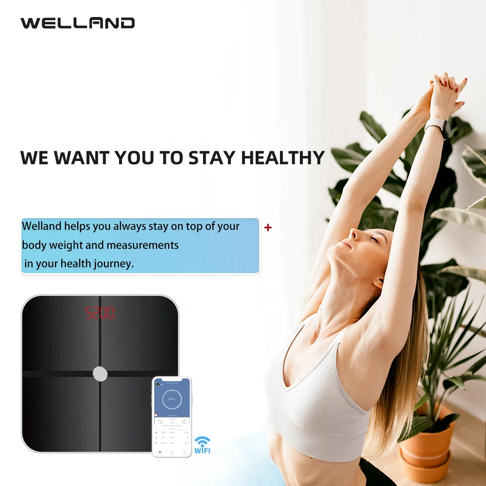 Home Fitness Digital BMI Digital Smart WIFI Body Fat Weigh Scale