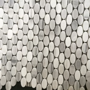 Honed surface white marble in oval shape mosaic wall and backsplash tiles