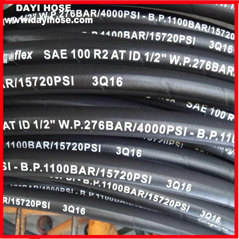 Hose Pipe R2 AT/2SN Free Sample Good Quality Rubber Steel Wire Braid Hydraulic Hose Manufacturer Black Hebei,cn;heb Cutting DAYI
