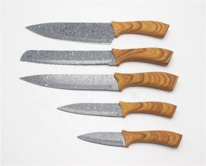 hot sale 6pcs stainless steel non stick coating kitchen knife set with gift box packing