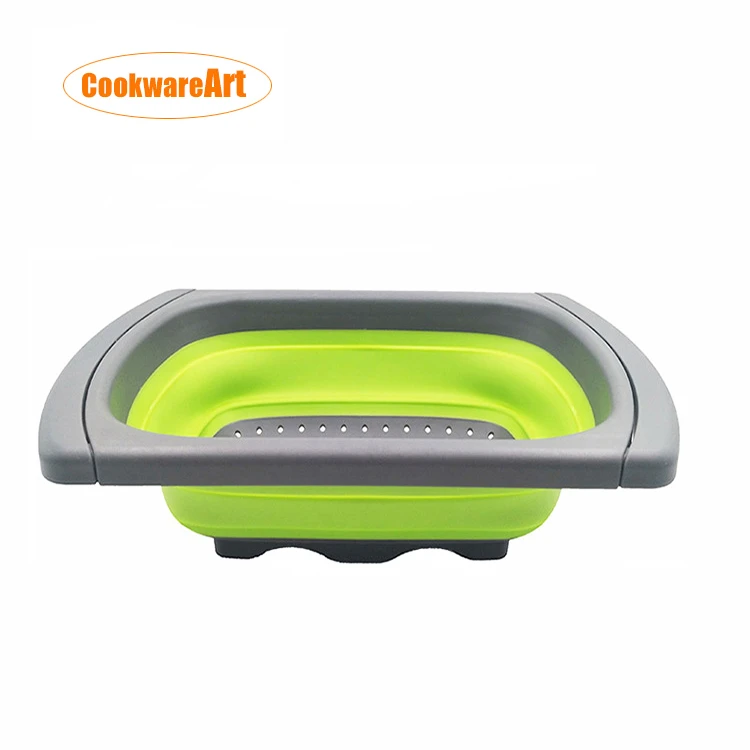 Hot sale Collapsible Over Sink Colanders/Kitchen foldable Basket Strainer for vegetable and Fruit