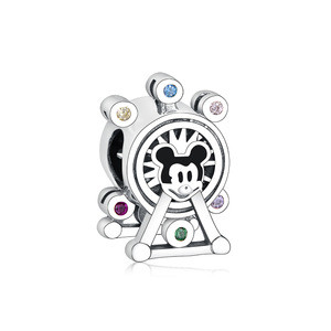 Hot Sale Fashion Mickey Pendant Charms 925 Sterling Silver Openwork Windmill Beads Charms Fit Pandora Bracelet Jewelry