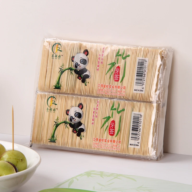 Hot Sale High Quality Wood Accessories Eco Bamboo Material Wrap Packing Double side Tooth Feature Pick Packet Toothpick