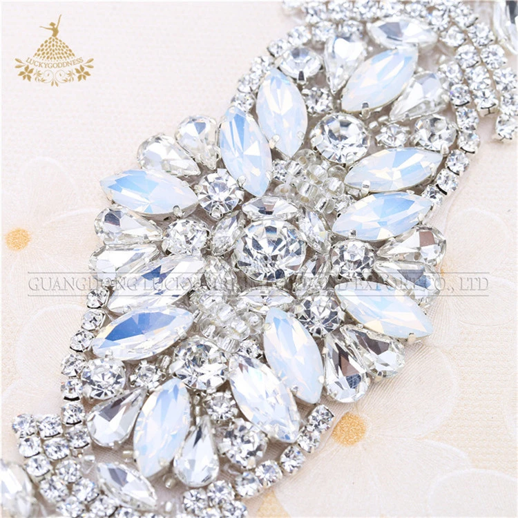 Hot sale Wedding Rhinestones Applique Crystal Hot Fix Clear Rhinestones Designs for Bridal Sash