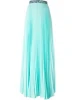 Hot Sale Women Long Style Silk Pleated Skirts,Oem Blank Light blue Pleated Maxi Skirts for women