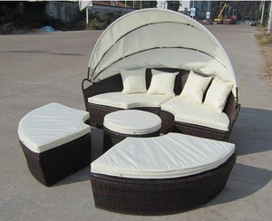 hot sell outdoor patio rattan round sun bed lounge garden set