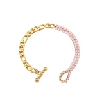 Hot selling 6.1mm Figaro chain bracelet jewelry stainless steel zircon chain stitching Figaro chain bracelet