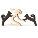 hot selling christmas laser out customized human and dog carved home wooden crafts souvenir accessories table creative ornaments