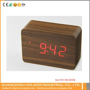 hot selling new led light digital desktop MDF table clock for office alarm clock with temperature date led display