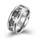 Hot-selling titanium steel inlay mechanical gear carbon fiber ring new foil-inlaid tide male ring bracelet