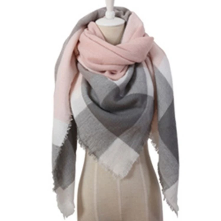 Hot Selling Winter Triangle Scarf For Women Plaid Shawl Cashmere Plaid Scarves Bandage Bufanda Blanket Wholesale