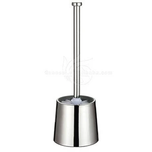 Household Shiny Stainless Steel Standing Toilet Bowl Brush And Holder Set