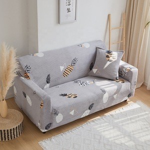 i@home grey washable polyester fiber protective printed 2 seater velvet stretch sofa cover