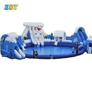 Ice &amp; Snow World Amusement Land Inflatable Water Play Equipment Park Inflatable Pool Water Slide For Kids Adults