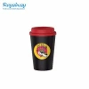Insulated 12oz double wall custom made plastic drink cups coffee mugs tumbler with lid